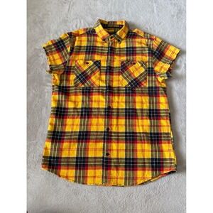 Ninth Hall Flannel Shirt Short Sleeve Plaid‎ Button Up Casual Top Large